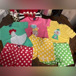 Mini Boden girls 6pc lot polka dot heart pocket shorts size 11-12Y
